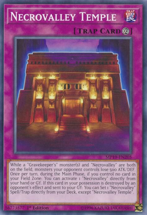 Necrovalley Temple MP19-EN205 card from 2019 Gold Sarcophagus Tin Mega Pack