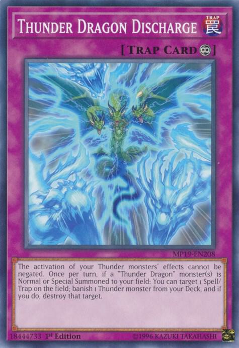 Thunder Dragon Discharge MP19-EN208 card from 2019 Gold Sarcophagus Tin Mega Pack