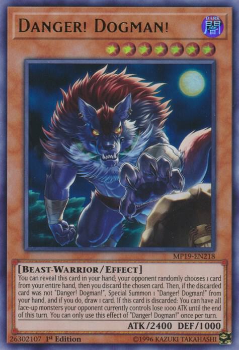Danger! Dogman! MP19-EN218 card from 2019 Gold Sarcophagus Tin Mega Pack
