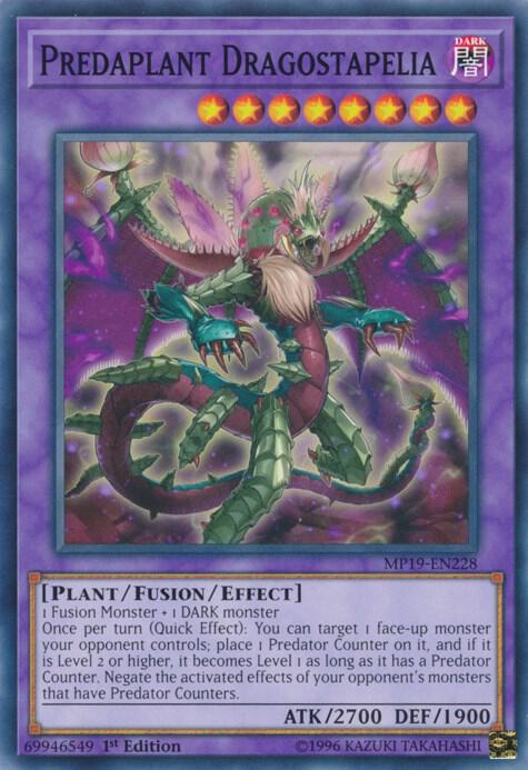 Predaplant Dragostapelia MP19-EN228 card from 2019 Gold Sarcophagus Tin Mega Pack