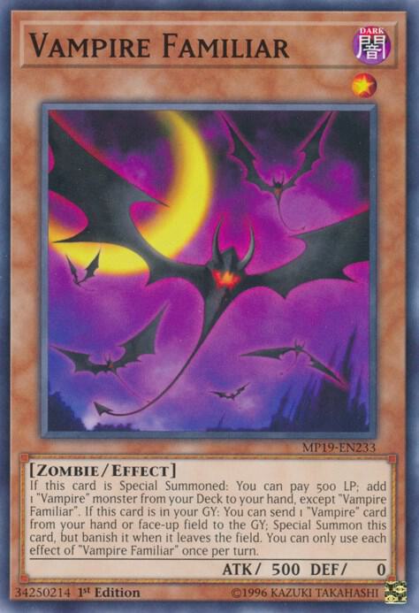 Vampire Familiar MP19-EN233 card from 2019 Gold Sarcophagus Tin Mega Pack