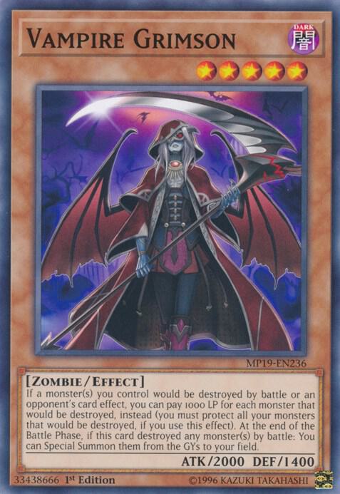 Vampire Grimson MP19-EN236 card from 2019 Gold Sarcophagus Tin Mega Pack