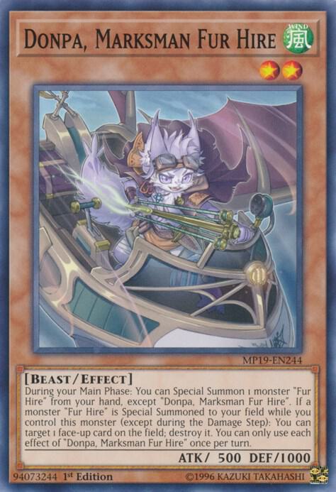 Donpa, Marksman Fur Hire MP19-EN244 card from 2019 Gold Sarcophagus Tin Mega Pack