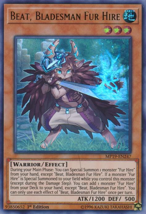 Beat, Bladesman Fur Hire MP19-EN247 card from 2019 Gold Sarcophagus Tin Mega Pack