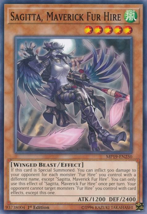 Sagitta, Maverick Fur Hire MP19-EN250 card from 2019 Gold Sarcophagus Tin Mega Pack