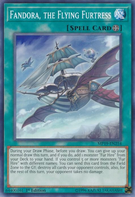 Fandora, the Flying Furtress MP19-EN254 card from 2019 Gold Sarcophagus Tin Mega Pack