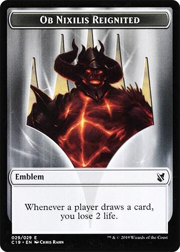 Emblem - Ob Nixilis Reignited // Zombie Double-Sided Token 29 // 10 card from Commander 2019
