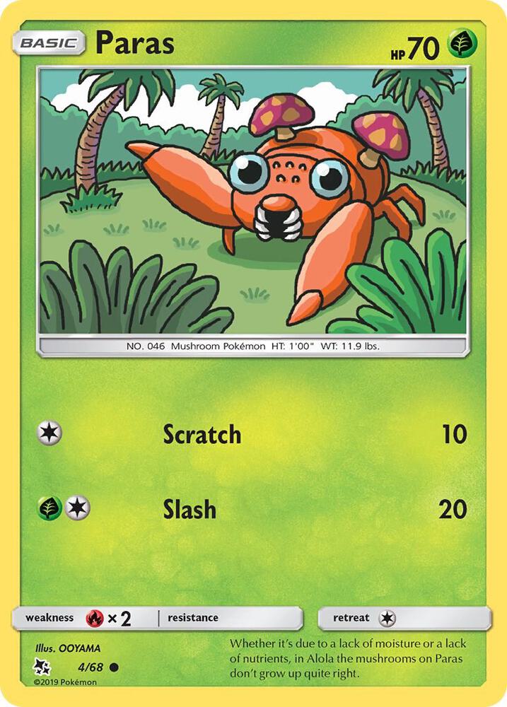 Paras 4/68 card from Hidden Fates