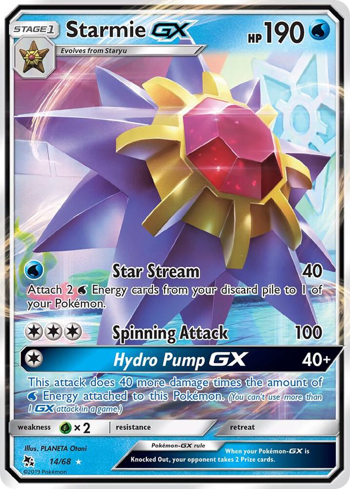 Starmie GX 14/68 card from Hidden Fates