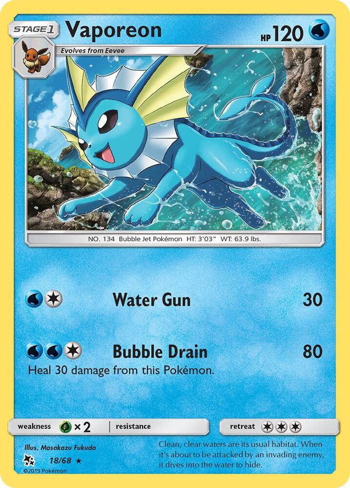 Vaporeon 18/68 card from Hidden Fates