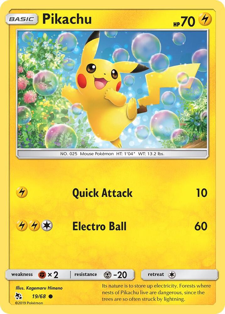 Pikachu 19/68 card from Hidden Fates