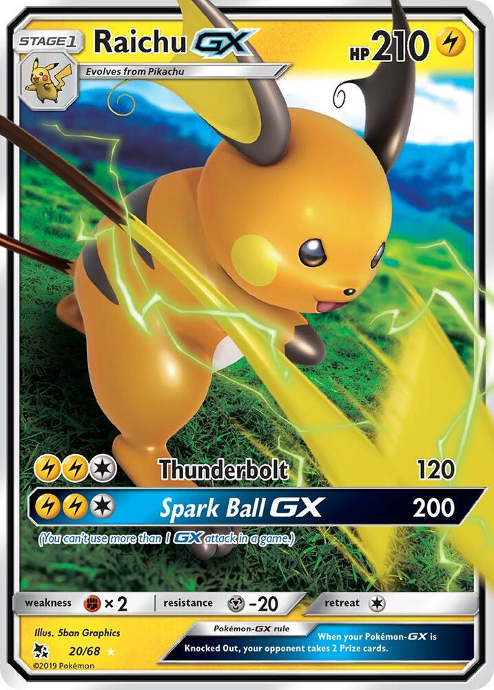 Raichu GX 20/68 card from Hidden Fates
