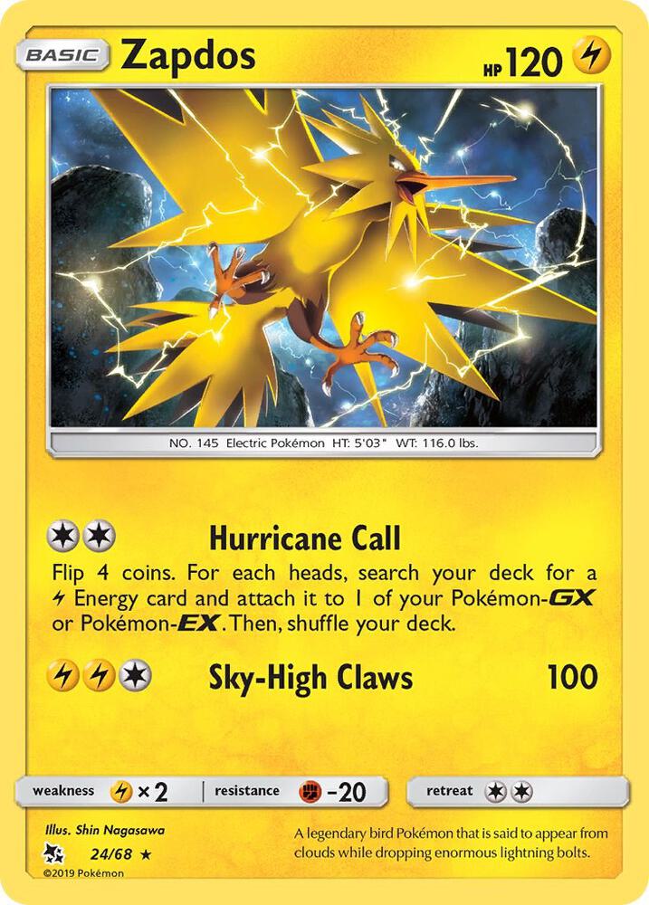 Zapdos 24/68 card from Hidden Fates