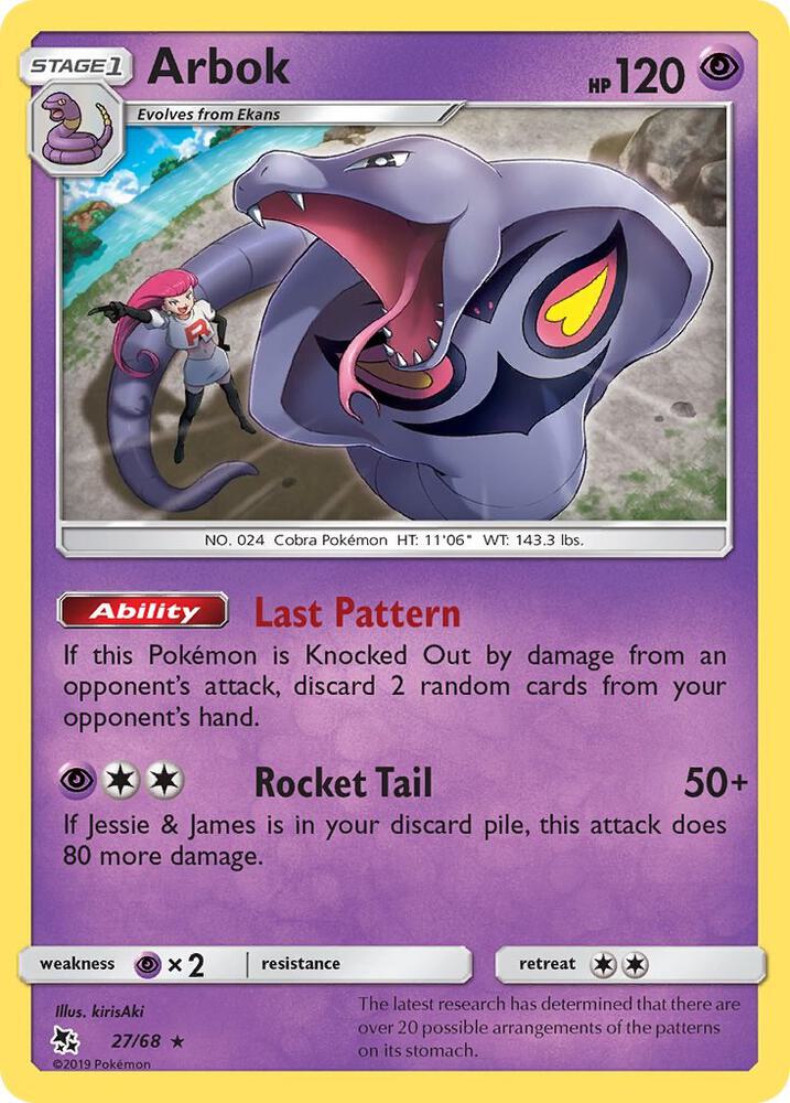 Arbok 27/68 card from Hidden Fates