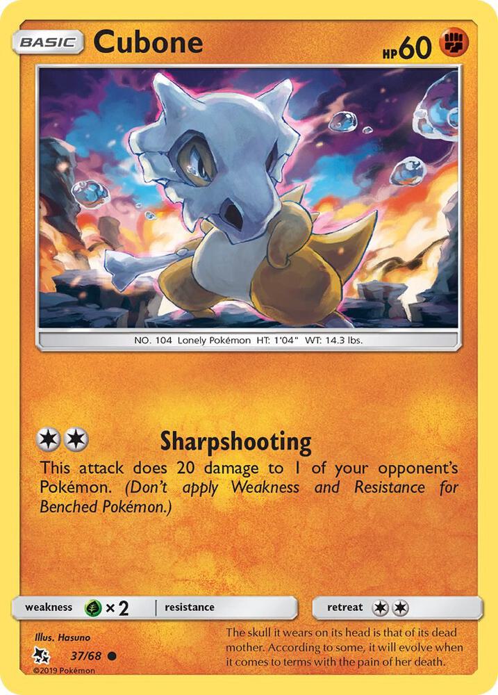 Cubone 37/68 card from Hidden Fates