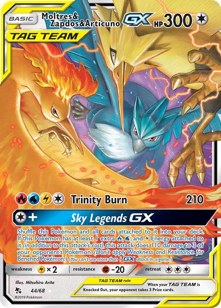 Moltres & Zapdos & Articuno GX 44/68 card from Hidden Fates