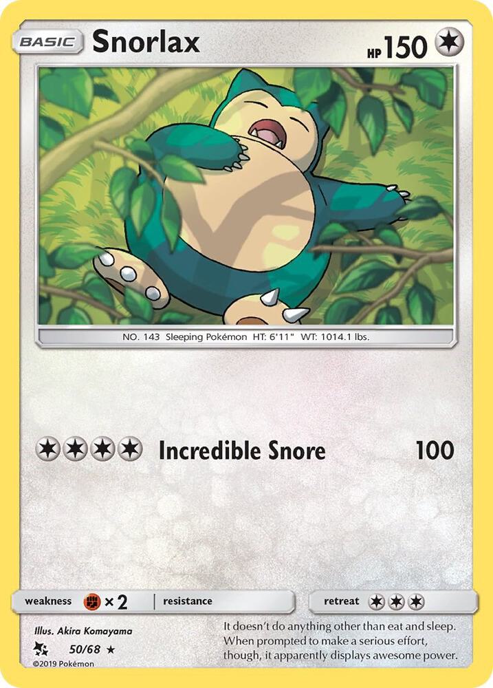 Snorlax 50/68 card from Hidden Fates