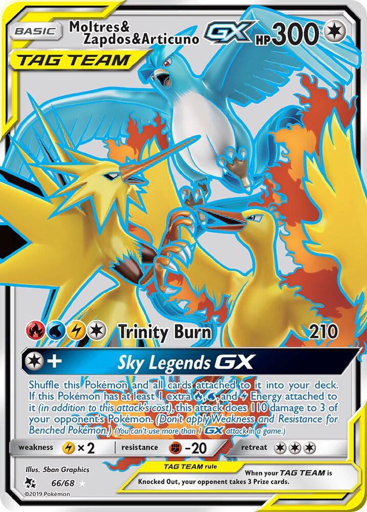 Moltres & Zapdos & Articuno GX (Full Art) 66/68 card from Hidden Fates