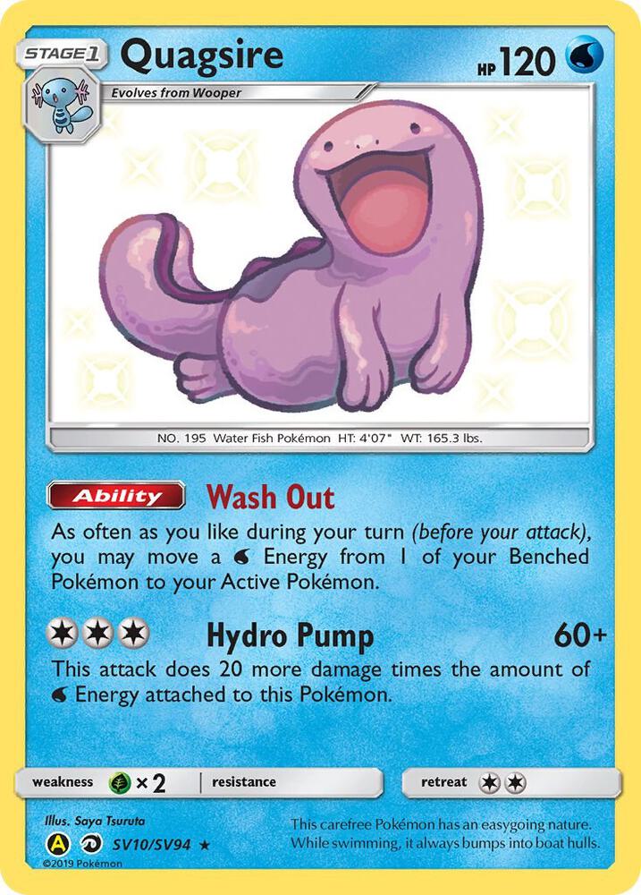 Quagsire SV10/SV94 card from Hidden Fates: Shiny Vault