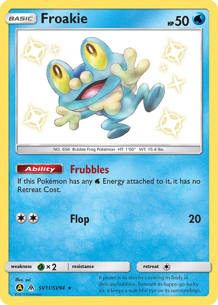 Froakie SV11/SV94 card from Hidden Fates: Shiny Vault