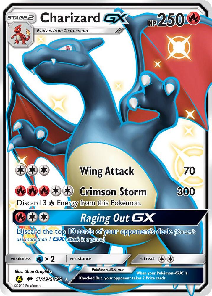 Charizard GX SV49/SV94 card from Hidden Fates: Shiny Vault
