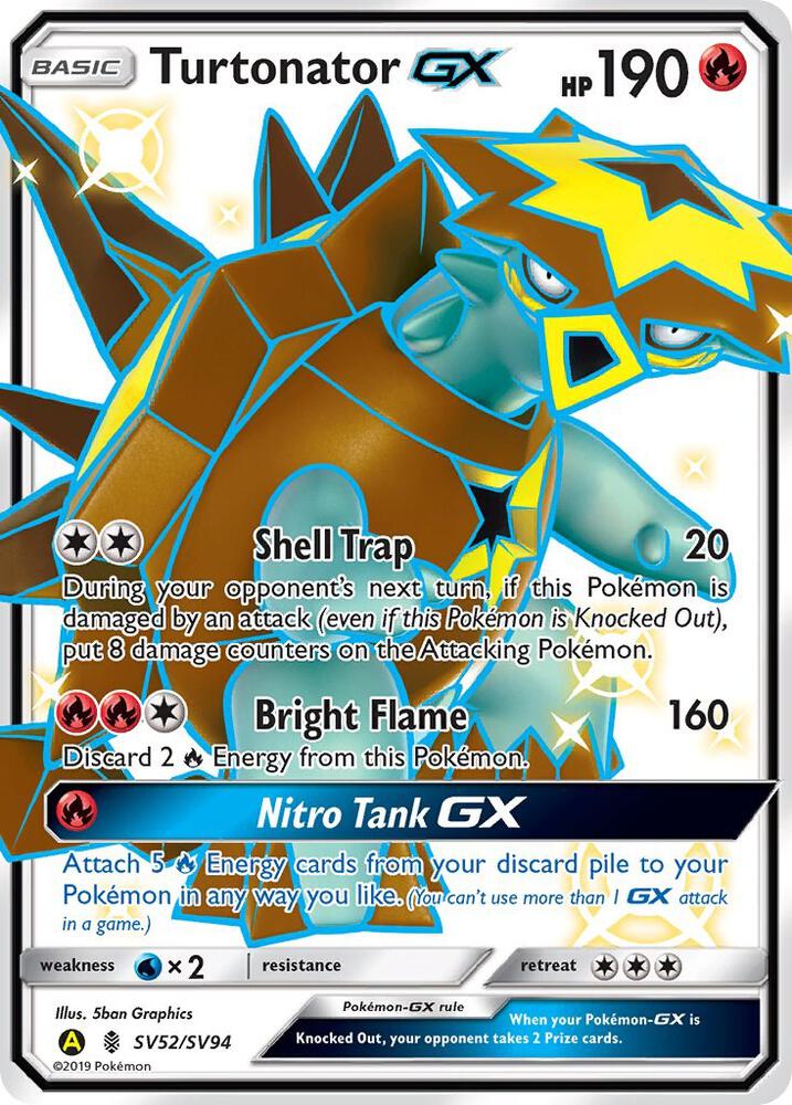 Turtonator GX SV52/SV94 card from Hidden Fates: Shiny Vault