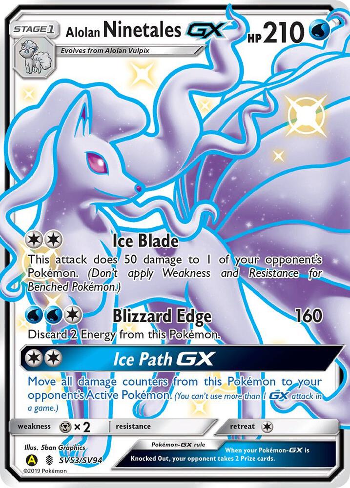 Alolan Ninetales GX SV53/SV94 card from Hidden Fates: Shiny Vault