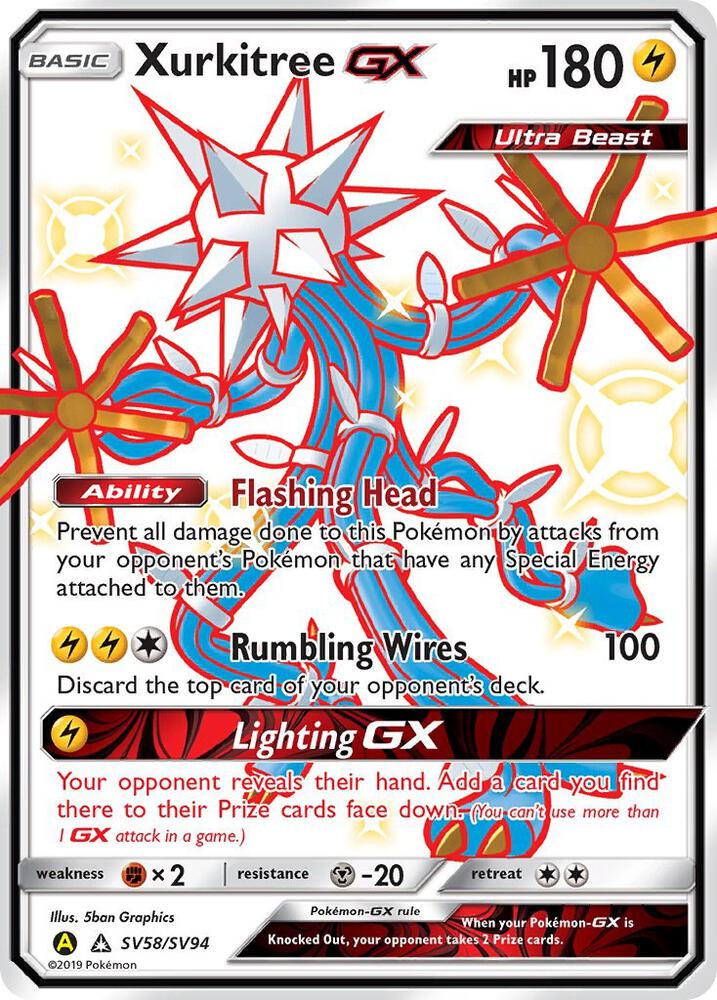 Xurkitree GX SV58/SV94 card from Hidden Fates: Shiny Vault