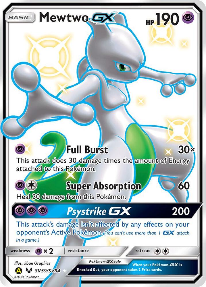 Mewtwo GX SV59/SV94 card from Hidden Fates: Shiny Vault