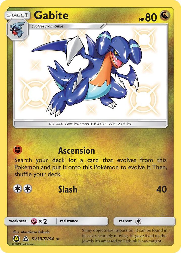 Gabite SV39/SV94 card from Hidden Fates: Shiny Vault