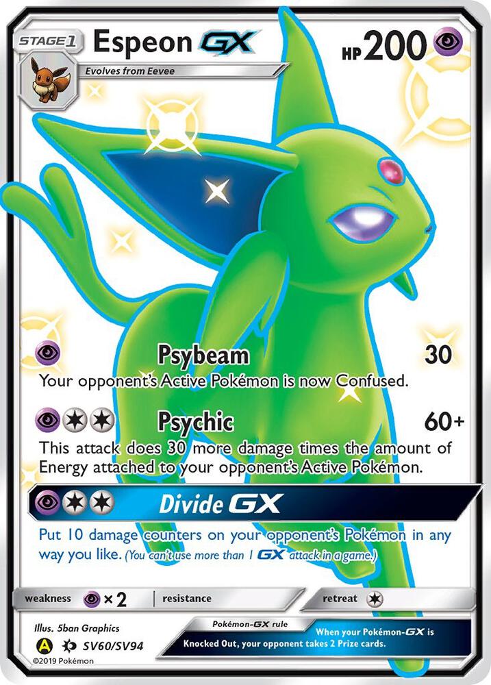Espeon GX SV60/SV94 card from Hidden Fates: Shiny Vault