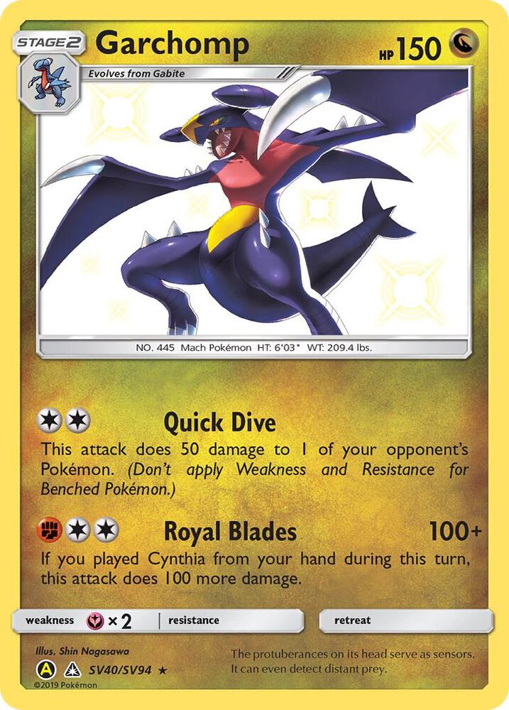 Garchomp SV40/SV94 card from Hidden Fates: Shiny Vault