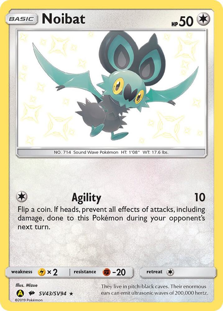 Noibat SV43/SV94 card from Hidden Fates: Shiny Vault