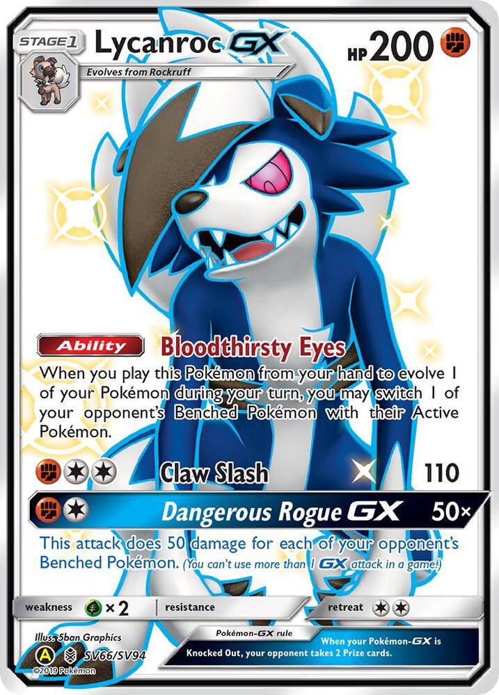 Lycanroc GX (SV66) SV66/SV94 card from Hidden Fates: Shiny Vault