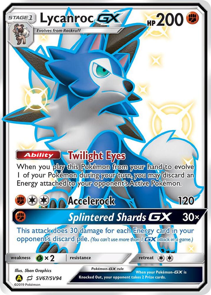 Lycanroc GX (SV67) SV67/SV94 card from Hidden Fates: Shiny Vault