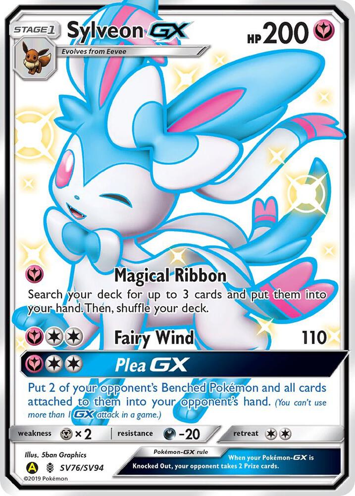 Sylveon GX SV76/SV94 card from Hidden Fates: Shiny Vault