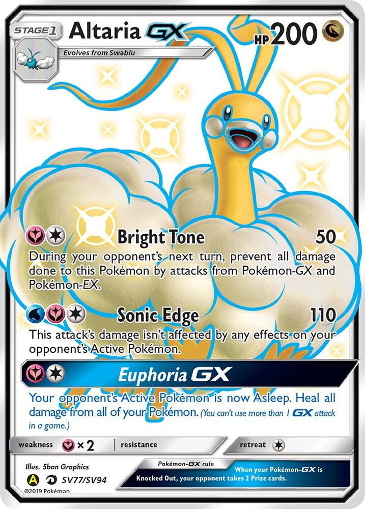 Altaria GX SV77/SV94 card from Hidden Fates: Shiny Vault