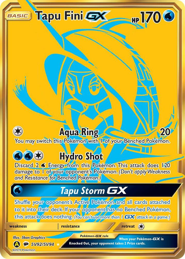 Tapu Fini GX SV92/SV94 card from Hidden Fates: Shiny Vault