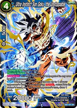Ultra Instinct Son Goku, the Unstoppable DB1-021 card from Draft Box 04 - Dragon Brawl