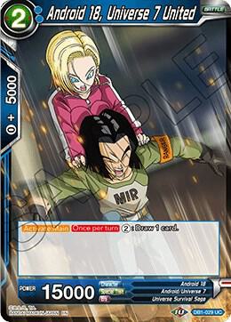 Android 18, Universe 7 United DB1-029 card from Draft Box 04 - Dragon Brawl