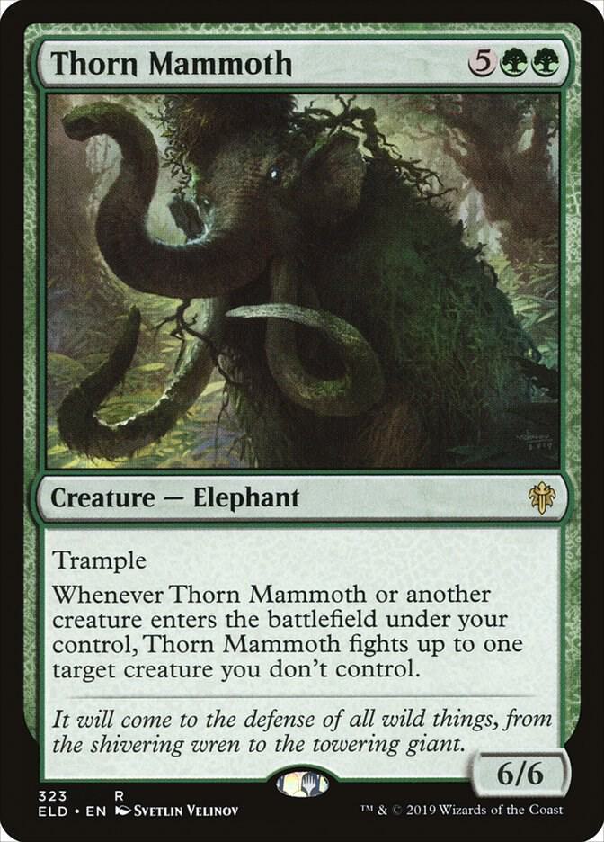 Thorn Mammoth 323 card from Throne of Eldraine