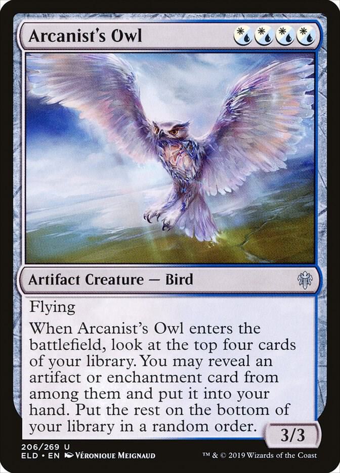 Arcanist's Owl 206 card from Throne of Eldraine