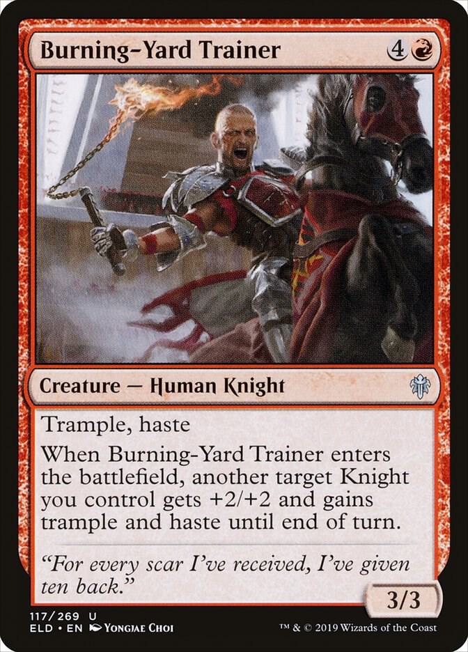 Burning-Yard Trainer 117 card from Throne of Eldraine