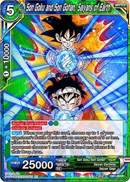 Son Goku and Son Gohan, Saiyans of Earth DB1-091 card from Draft Box 04 - Dragon Brawl
