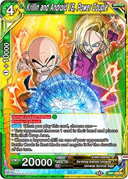Krillin and Android 18, Power Couple DB1-093 card from Draft Box 04 - Dragon Brawl