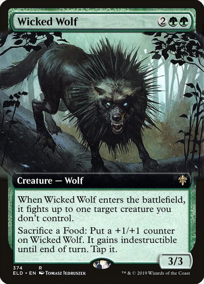 Wicked Wolf (Extended Art) 374 card from Throne of Eldraine