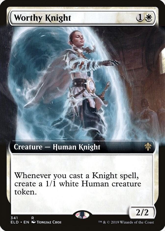 Worthy Knight (Extended Art) 341 card from Throne of Eldraine