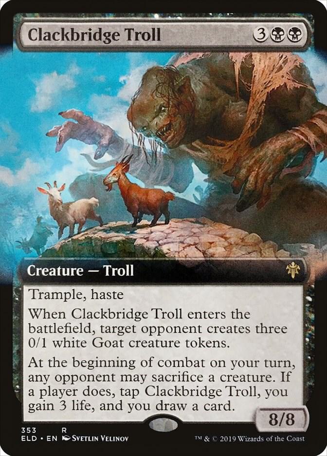 Clackbridge Troll (Extended Art) 353 card from Throne of Eldraine