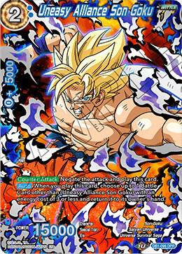 Uneasy Alliance Son Goku DB1-096 card from Draft Box 04 - Dragon Brawl