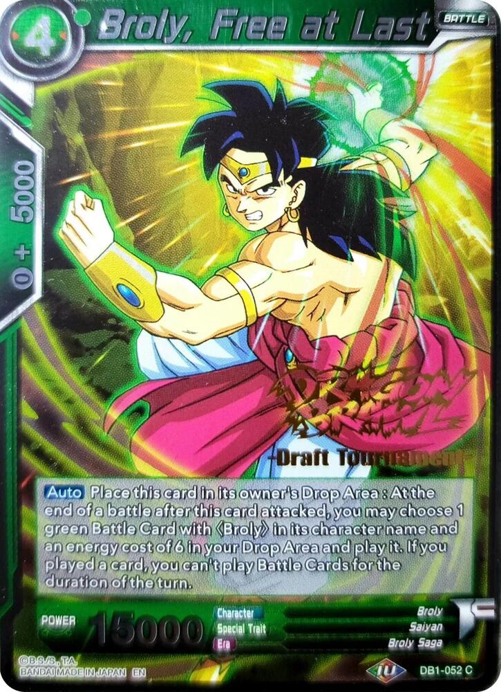 Broly, Free at Last (Dragon Brawl Draft Tournament Gold Stamped) DB1-052 card from Promotion Cards